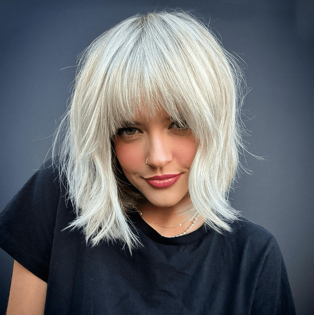textured blond bob