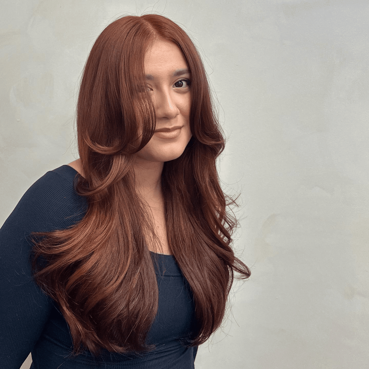 sun kissed auburn layers