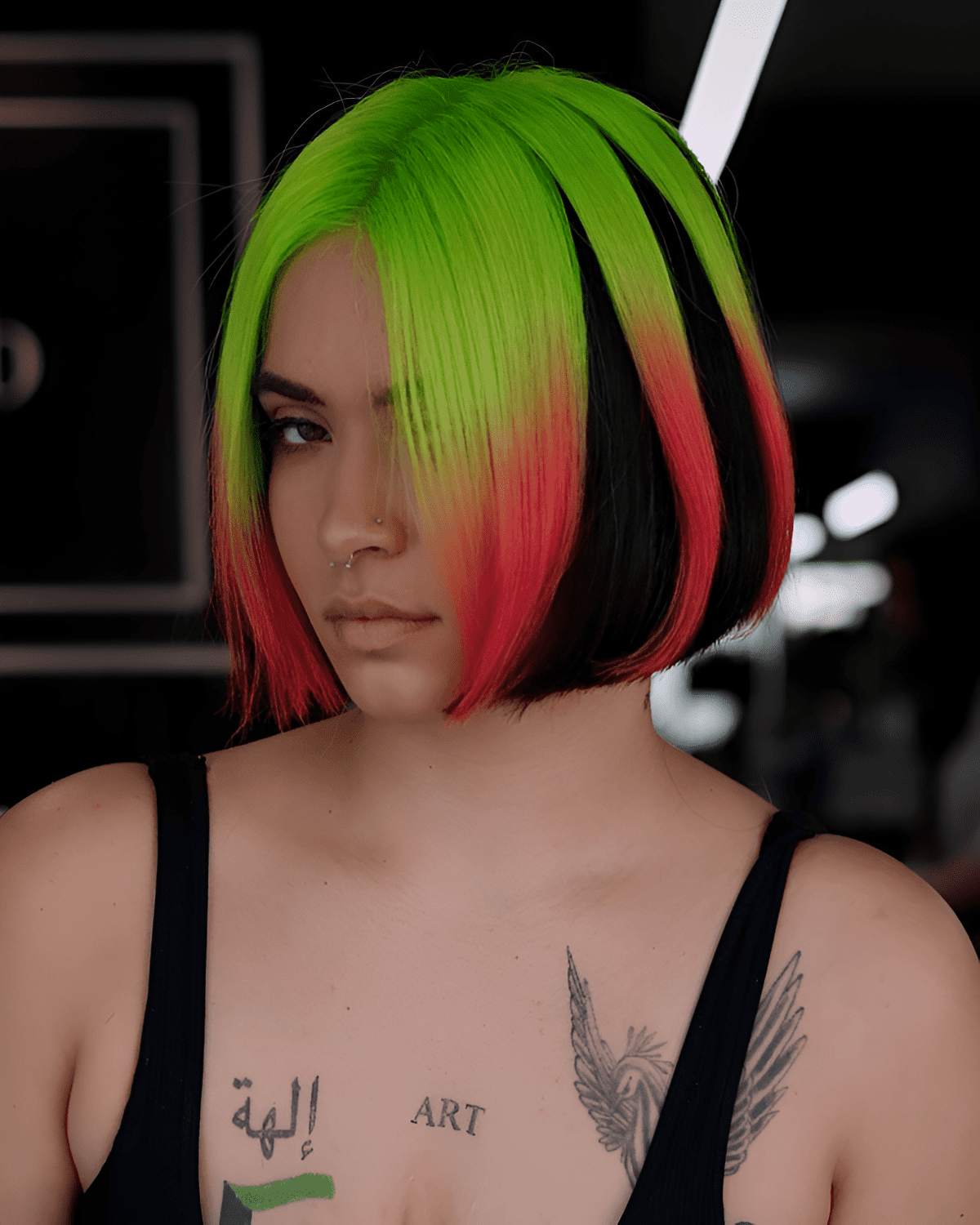 neon contrast bob spectacle