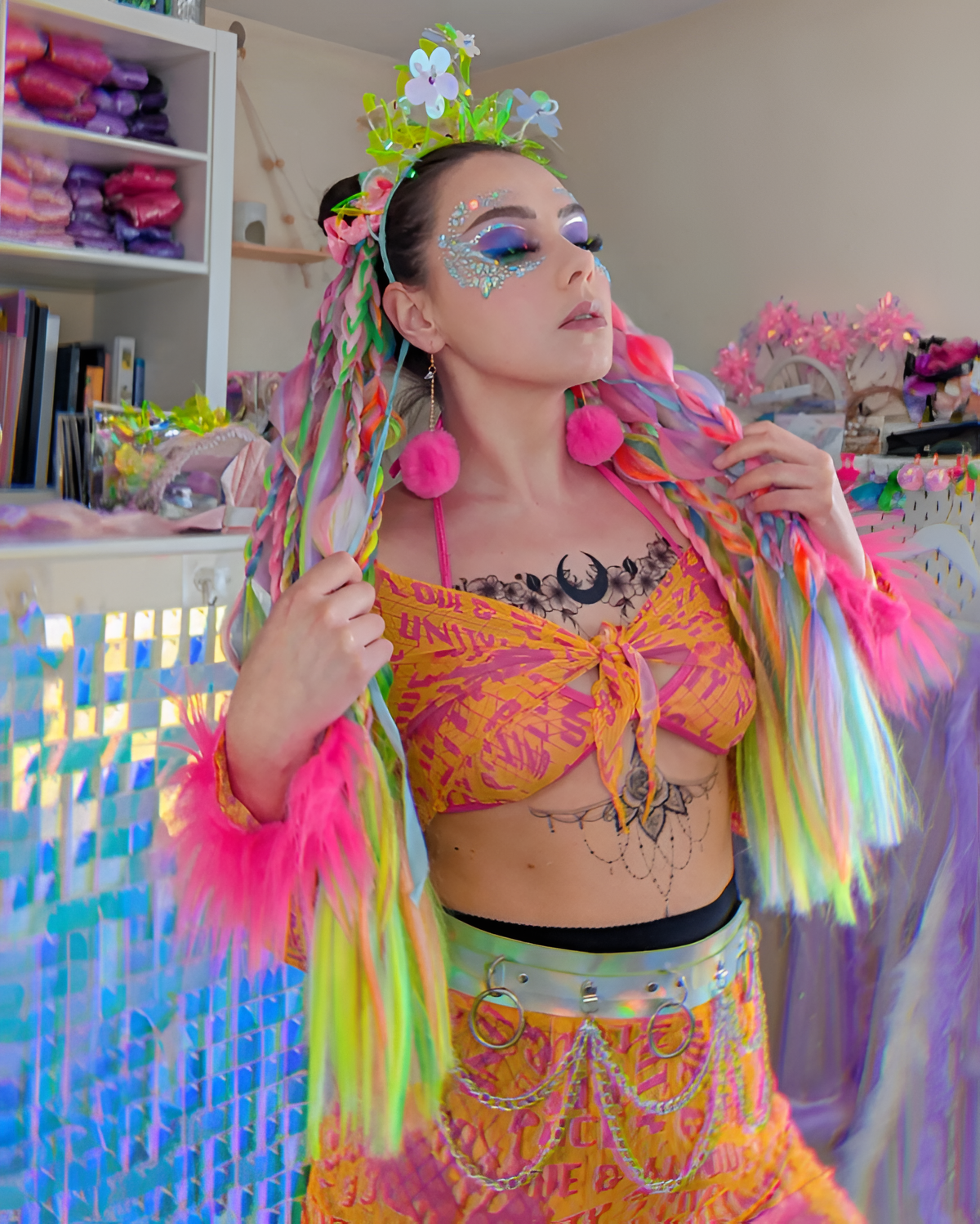 radiant rainbow festival braids
