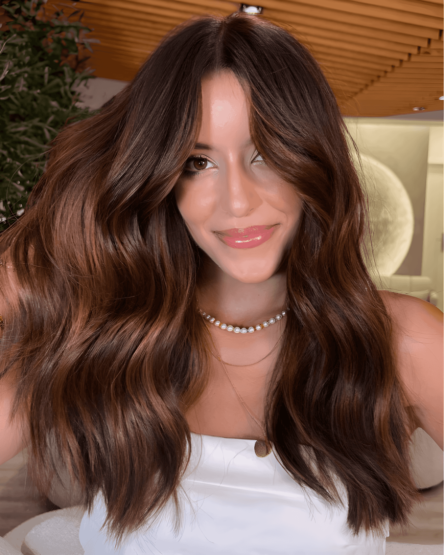 luxurious auburn waves