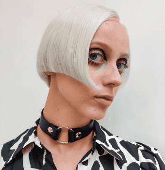edgy futuristic blonde bob