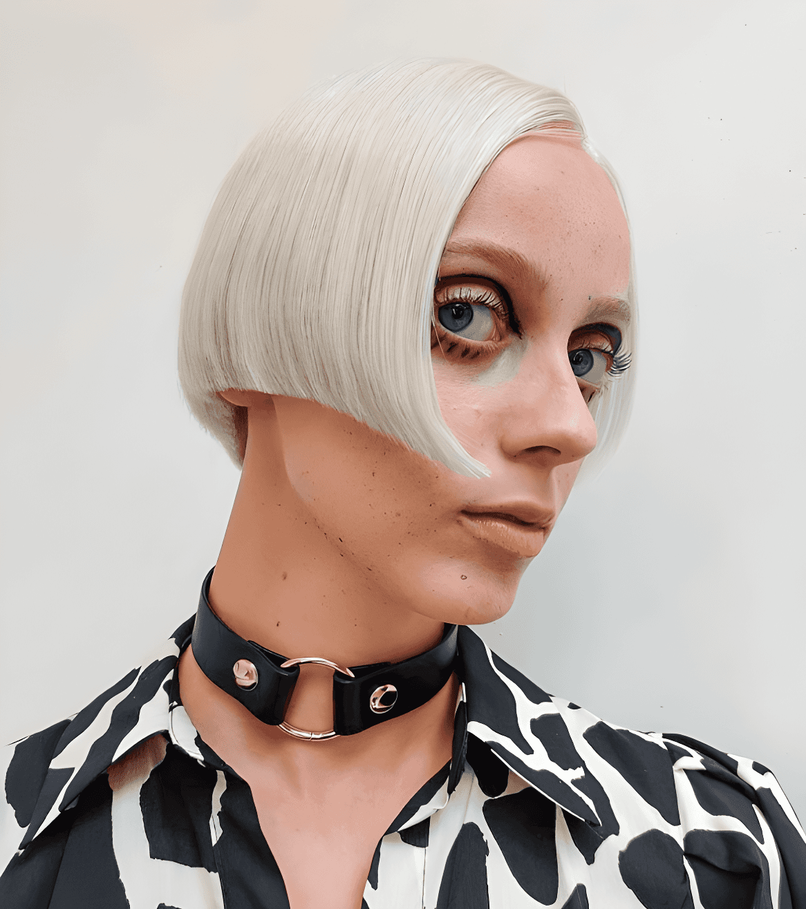 edgy futuristic blonde bob