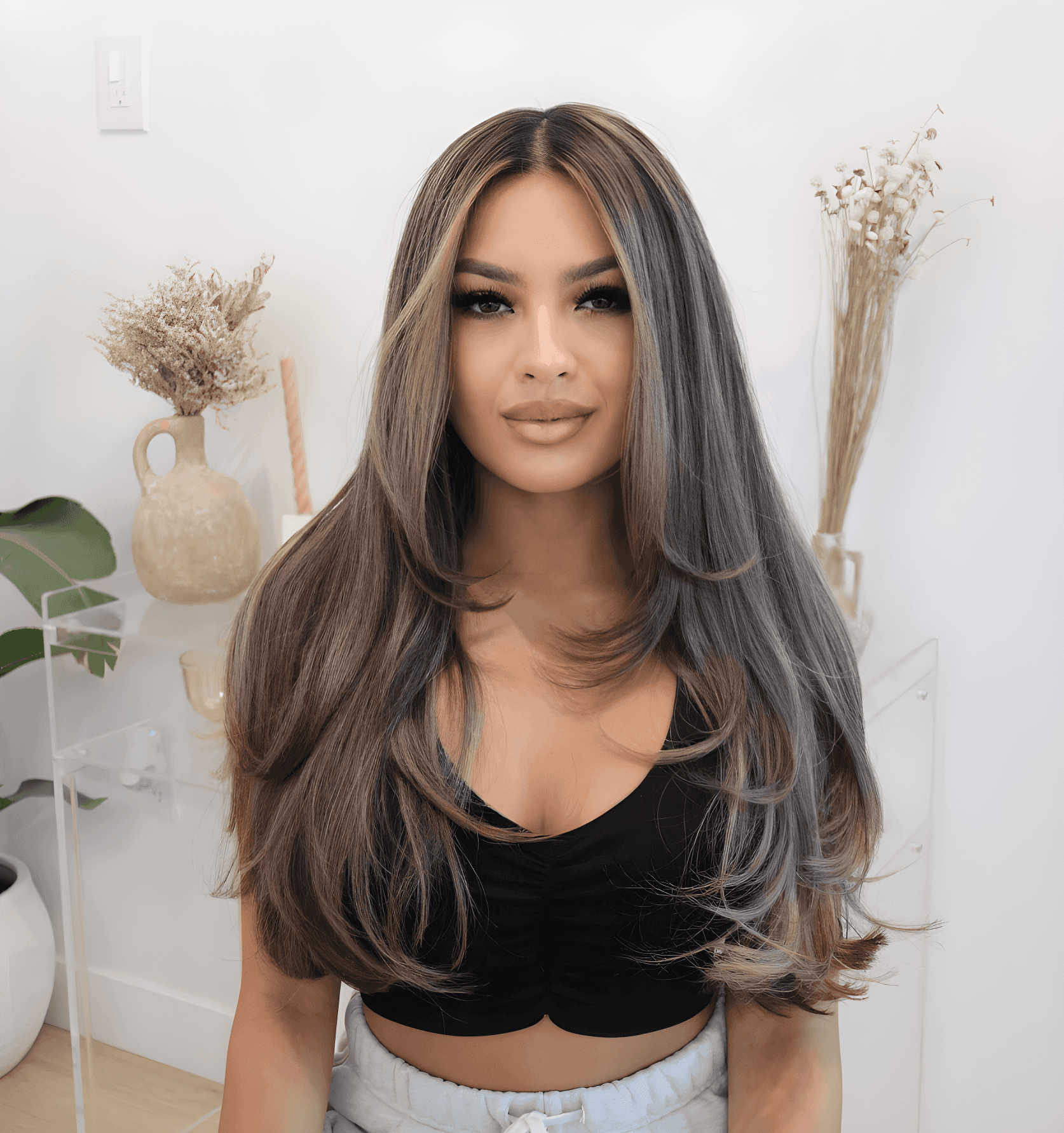 ashy brunette hair elegance