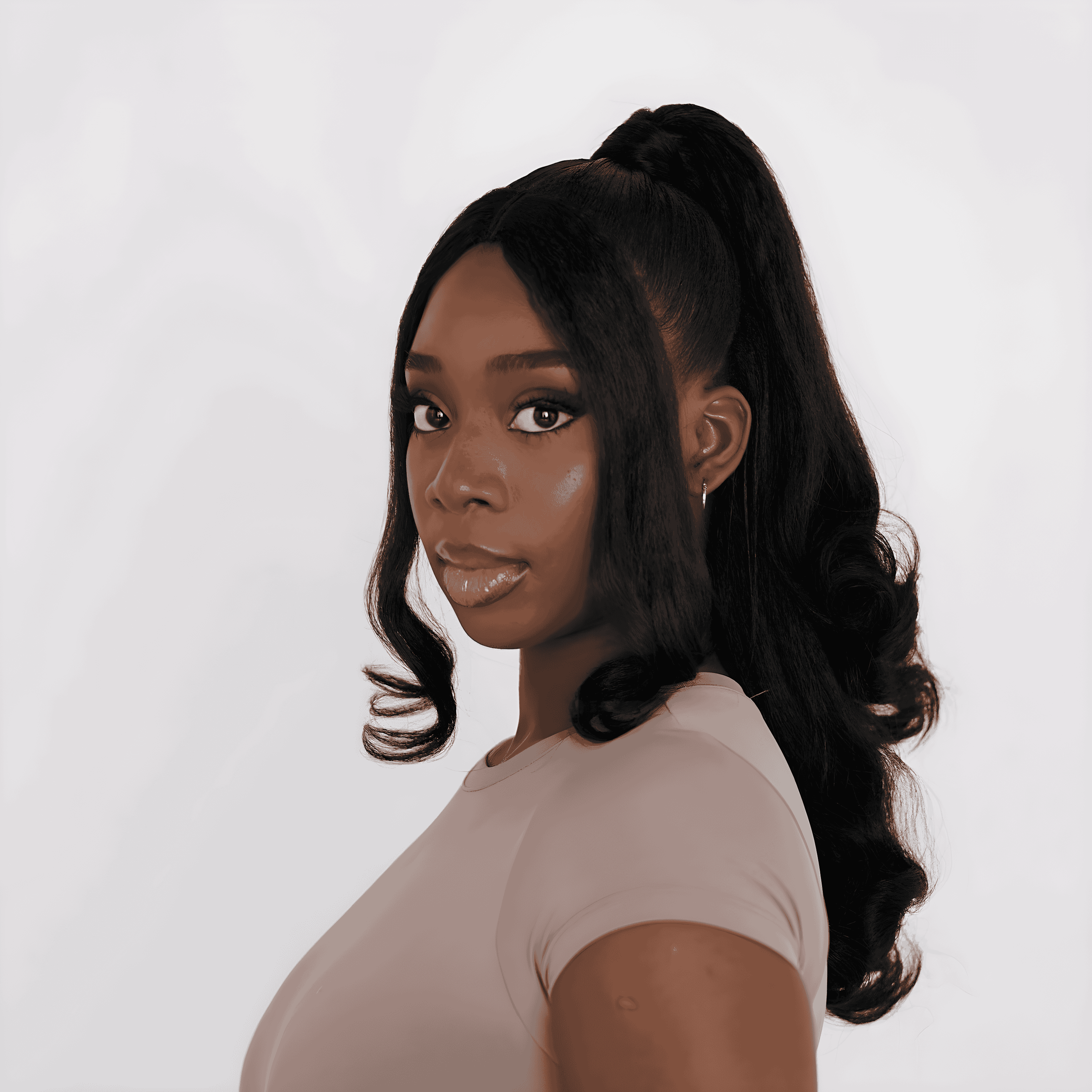 romantic curls and ponytail
