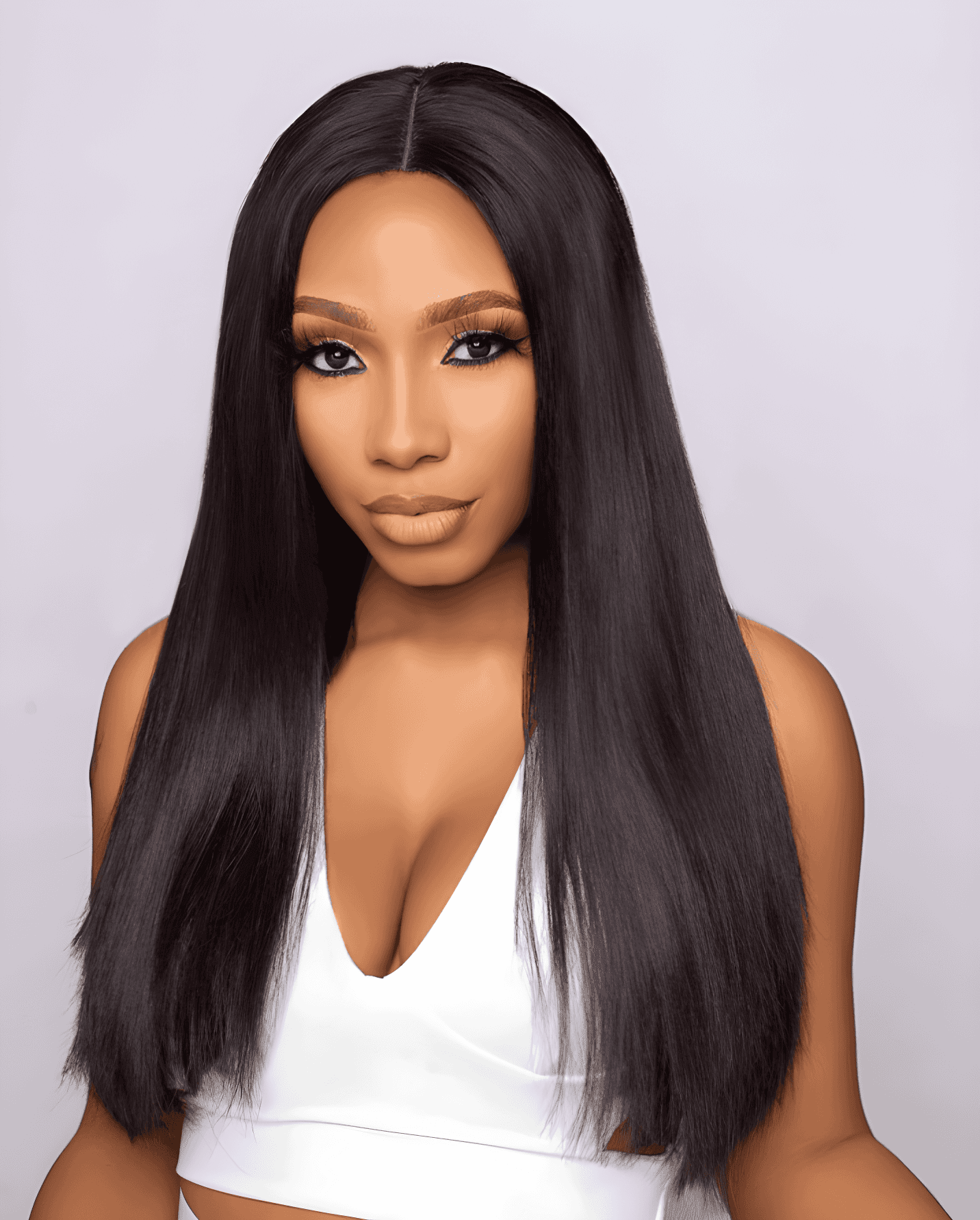 sleek center part elegance