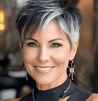 edgy silver pixie style