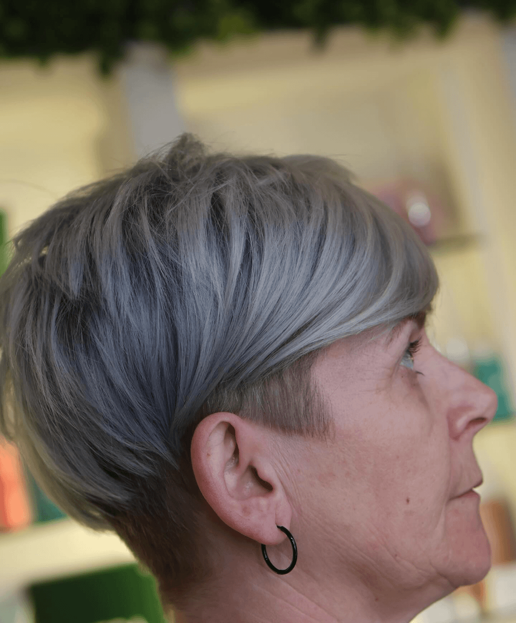 Striking Silvery Pixie Style