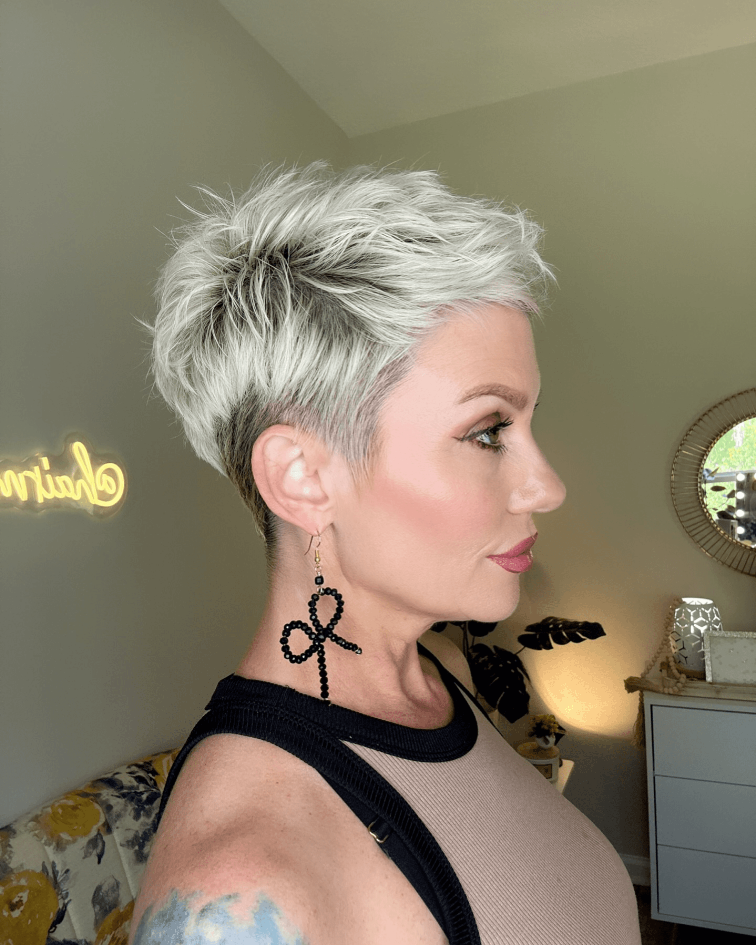 Edgy Platinum Spiky Pixie
