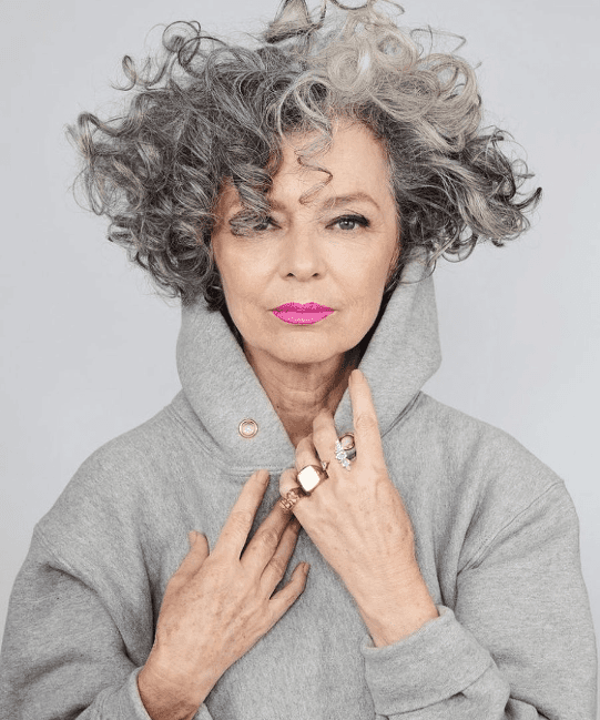 Timeless Silver Curly Bob