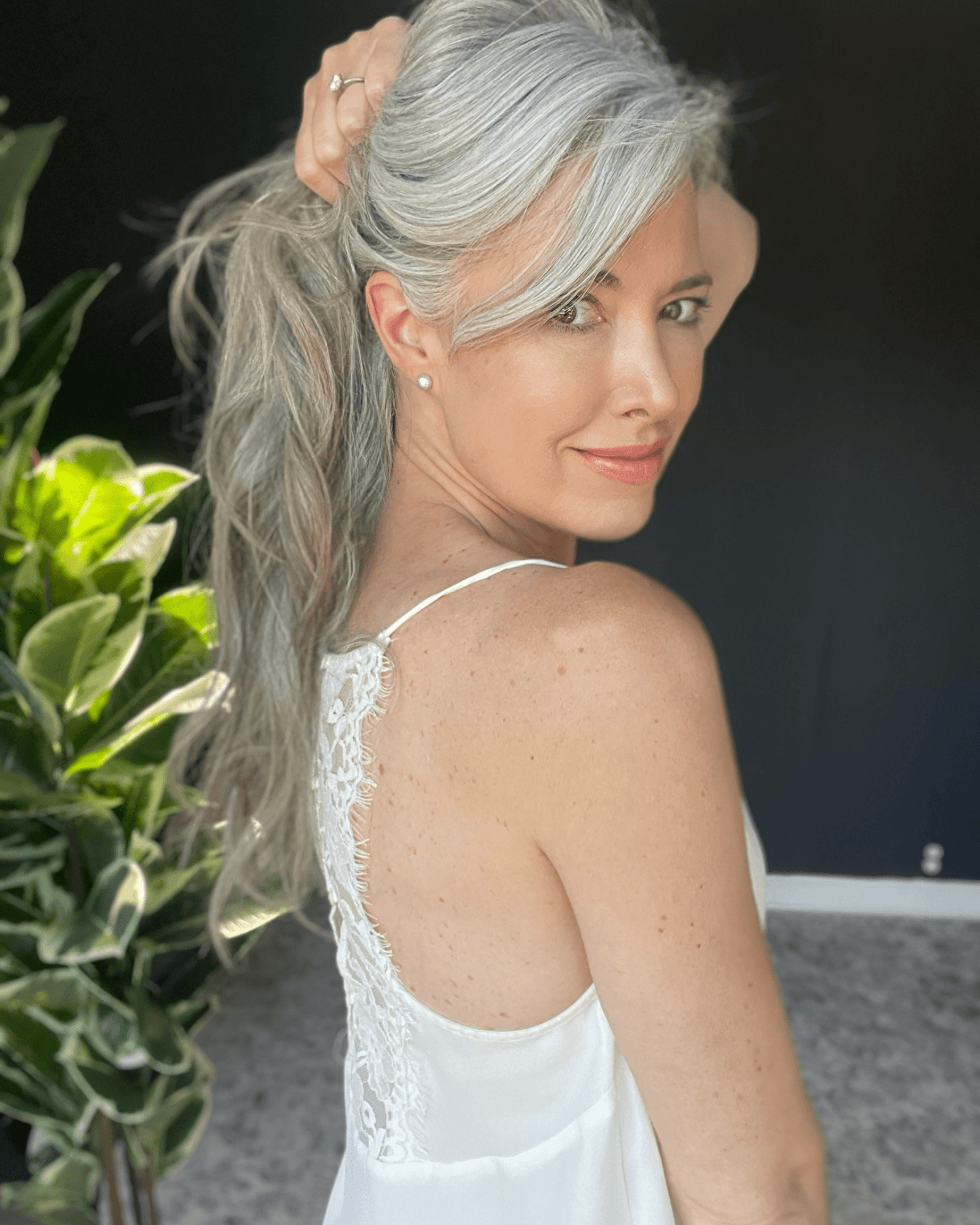Graceful Silver Hair Flow