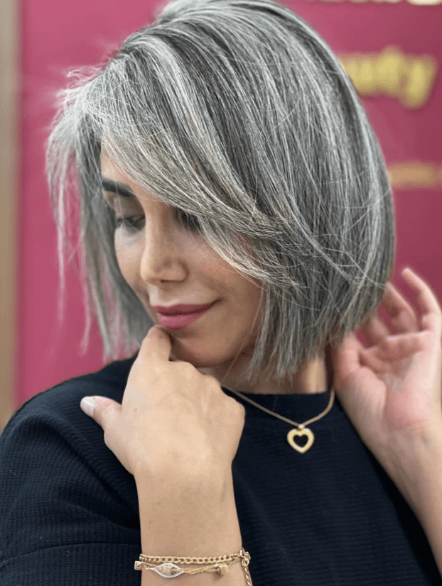 Graceful Gray Textured Bob