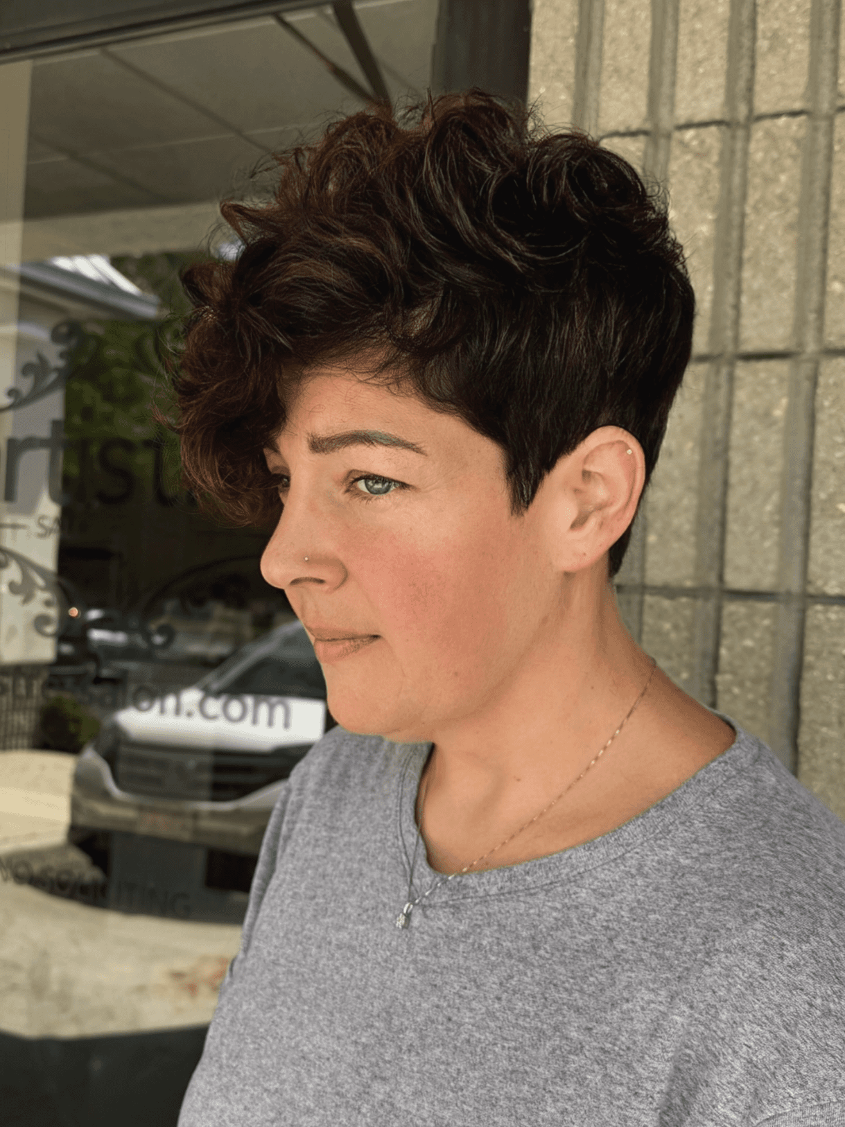 Edgy Tousled Curly Pixie