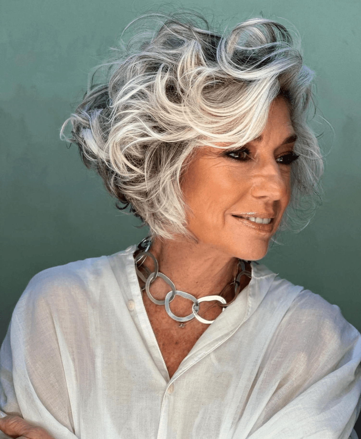 Luminous Tousled Silver Bob