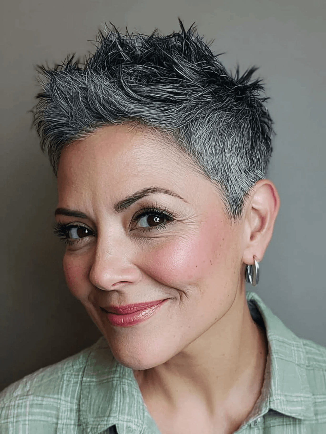 modern salt and pepper pixie