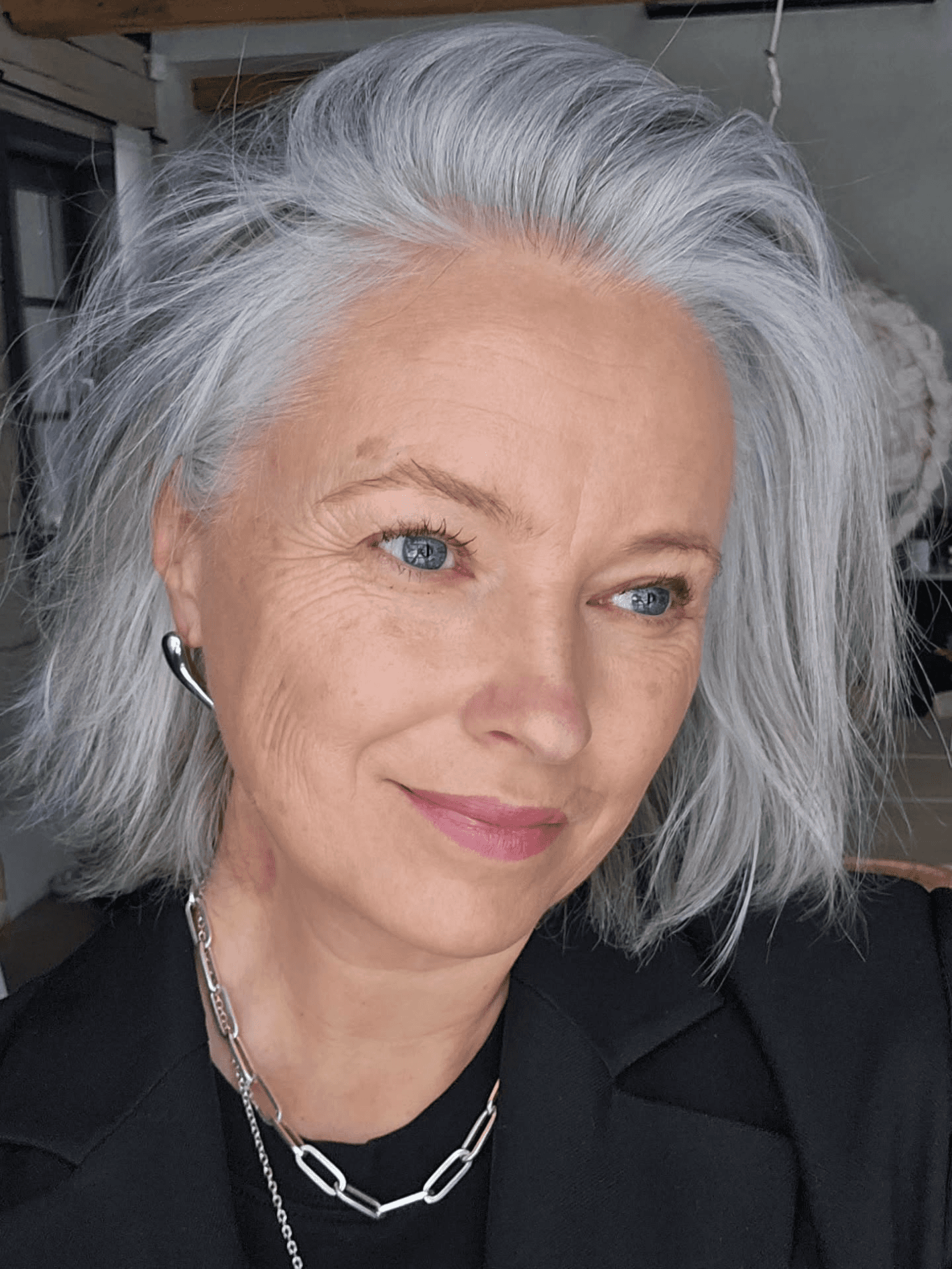Soft Layered Silver Hair