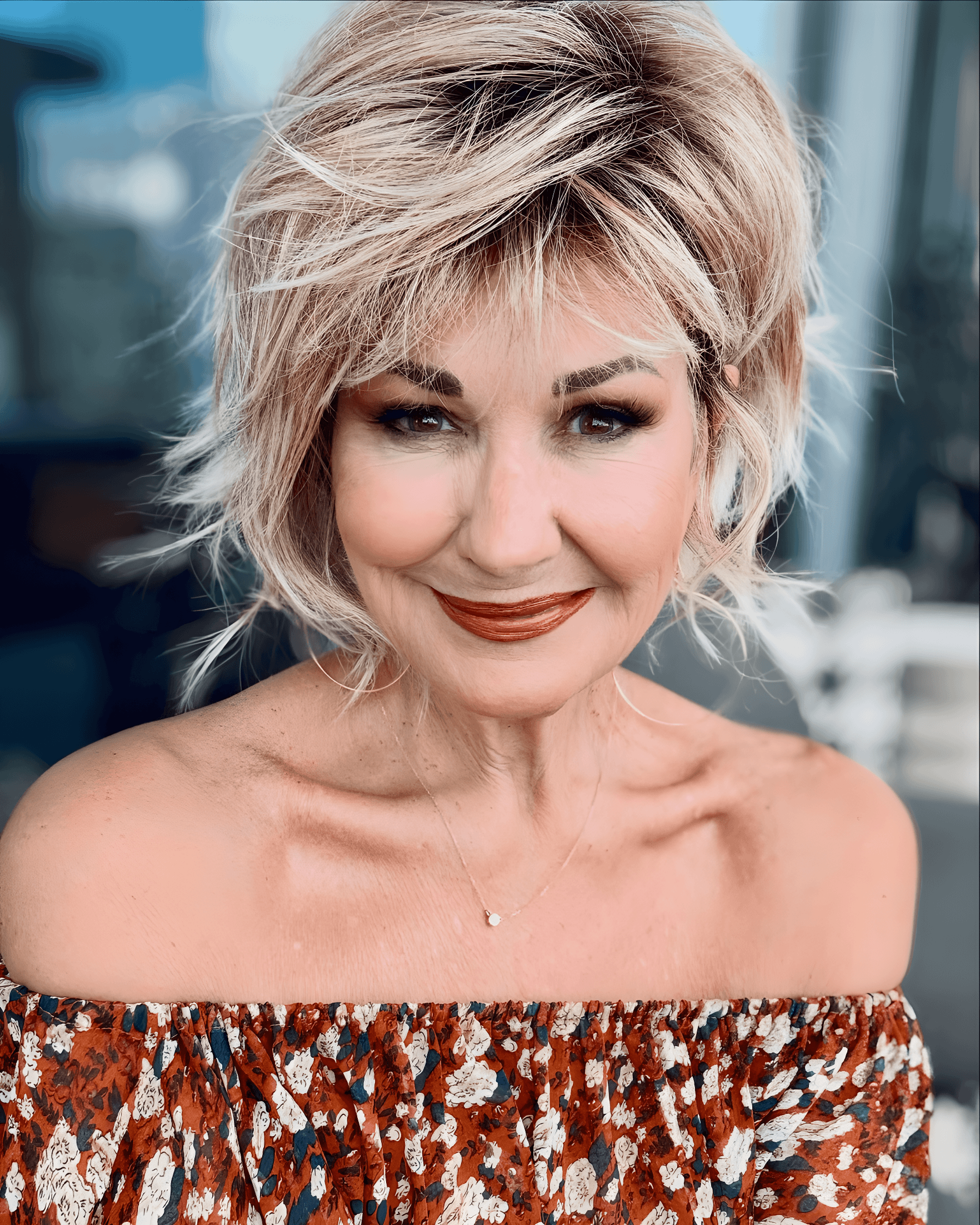wispy feathered blonde bob