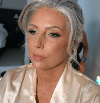 soft silver swept updo
